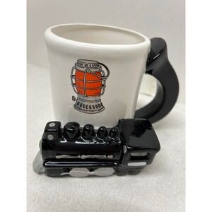 Novelty Train Mug‎ With Lantern Graphic Black Handle Ceramic Coffee Cup